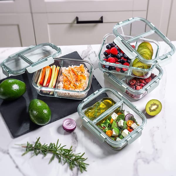 KADAX Matbehållare Glasbehållare Set 4x1L Med Avdelare Matlåda