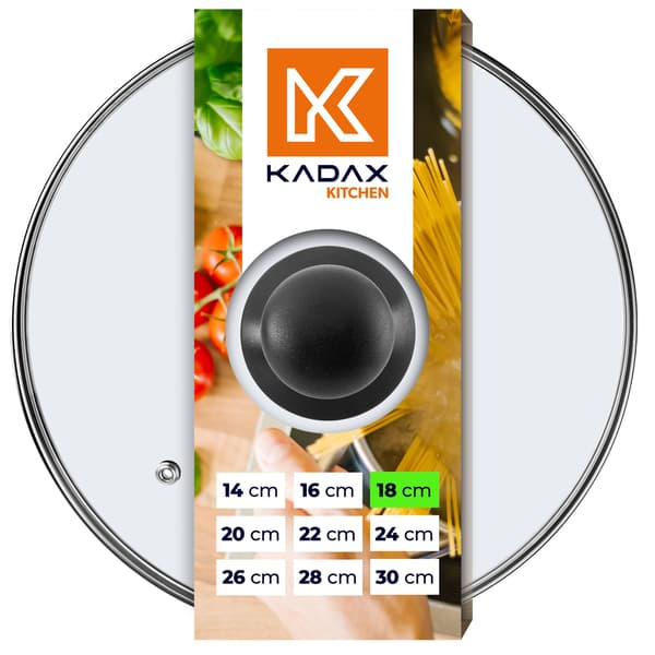 KADAX Glaslåg 18 cm Universal Varmebestandigt Gryde- og Pandedæksel
