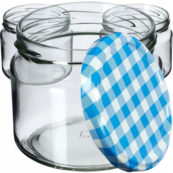 KADAX Sonka muurauspurkit 330ml 10kpl 82mm + "Blue Lattice" kansi