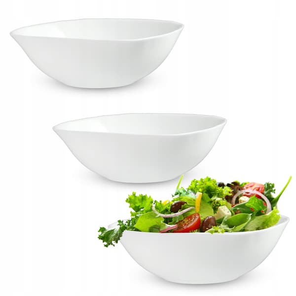 KADAX salatskål 19 cm glasskåle til suppe og snacks hvid sæt med 3
