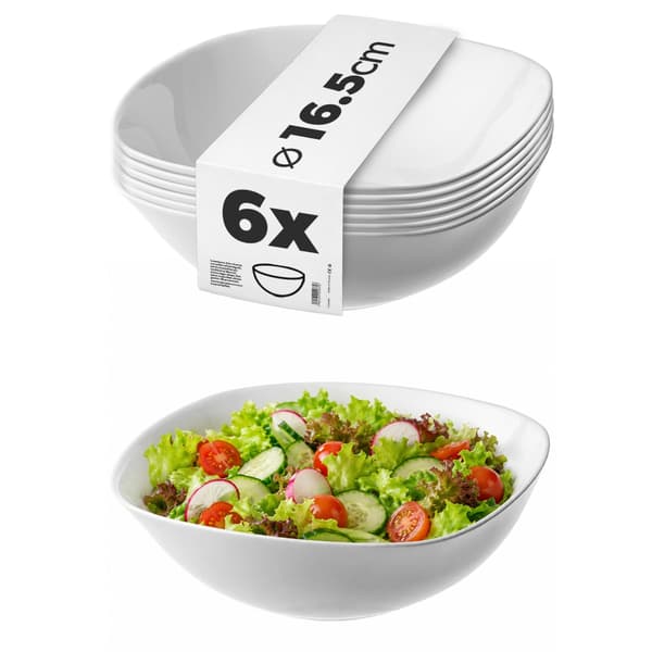KADAX salatskål 16 cm glasskåle til suppe og snacks sæt hvid 6 dele