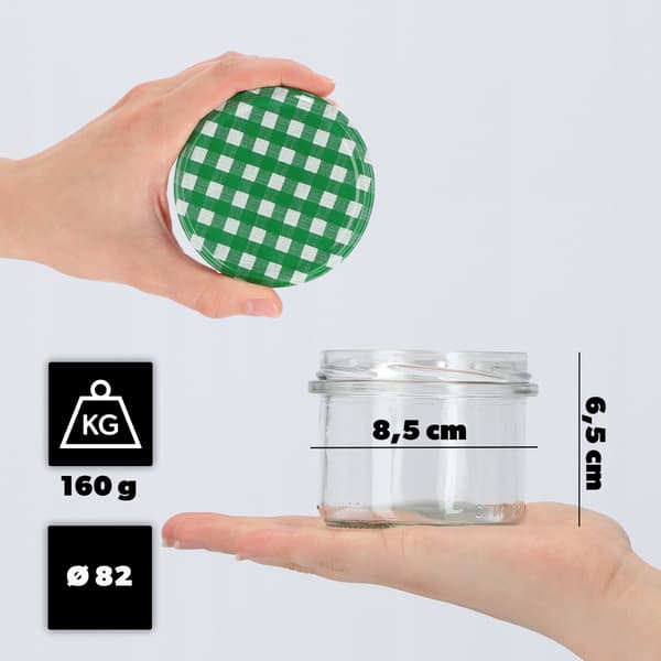 KADAX Tartu muurauspurkit 235ml 50kpl 82mm + kansi "Green grid"