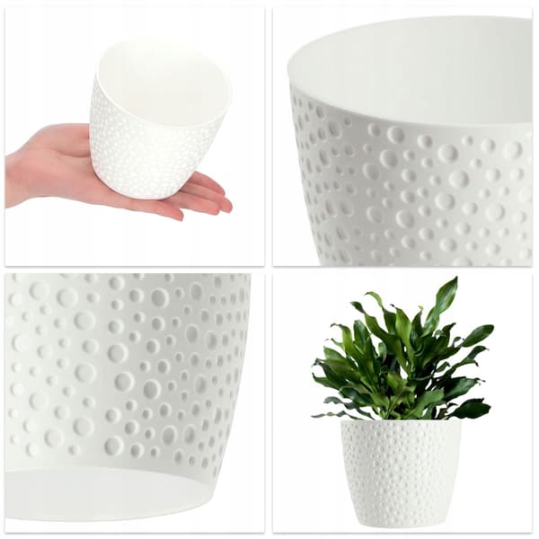 KADAX Urtepotte, Urtepotte, Rund Låg, Plastik Blomsterfod, 11 cm Hvid