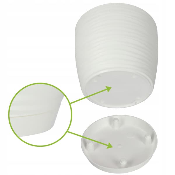 KADAX Urtepotte 17 cm Rund Plastik Urtepotte Hvid