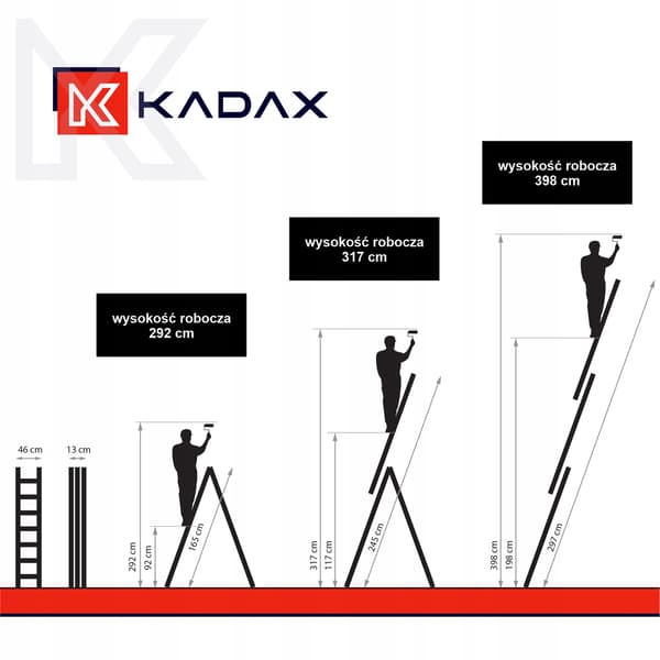 KADAX Aluminiumsstige Universal 3x6 Foldbar Dobbeltsidet Stærk + Krog