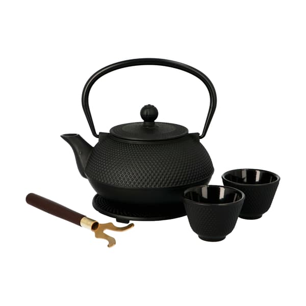KADAX urtete-infuser støbejerns tekande 850ml kande + 2 kopper sort
