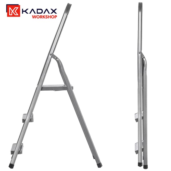KADAX Stålstige 3 Trin Hjemme Foldbar Trappestige Solid 125kg
