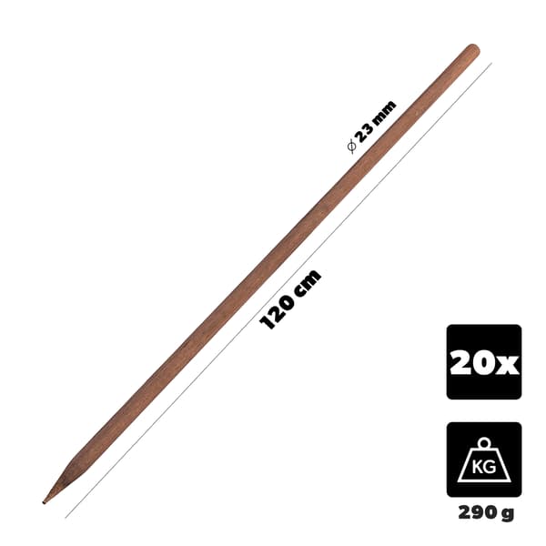 KADAX Träpålar Impregnerade Pålar 120cm Stödpinne 20st Dia 23 mm
