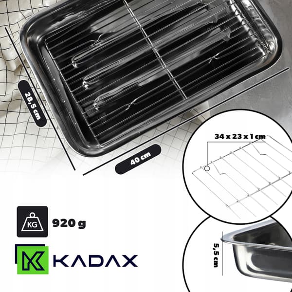 KADAX Stegeplade med grill til kylling og fisk, stålform, 40 cm