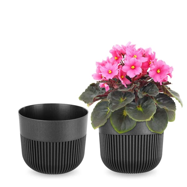 KADAX Blomkruka, Blomkruksskydd, 13 cm, Plast, Rund, Räfflad, Grafit