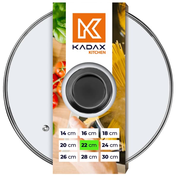 KADAX Glaslåg 22 cm Universal Varmebestandigt Gryde- og Pandedæksel