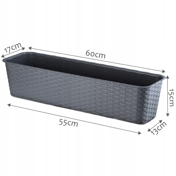 KADAX Balkonkasse 60 cm Urtepotte Urtepotte Balkon Grafit