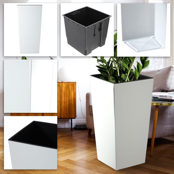 KADAX Blomkruka Trädgårdskruka + Insats 34 x 68 cm Hög Stor Vit Glansblomma