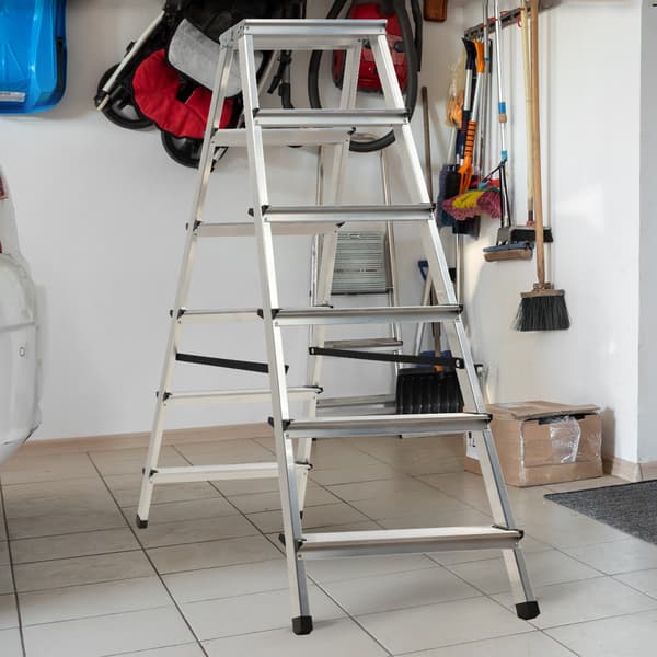 KADAX Aluminiumsstige til hjemmebrug, 6 trin, dobbeltsidet, foldbar