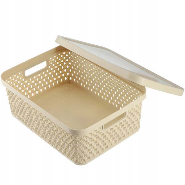 KADAX Korg med lock Förvaringslåda 4,5 l beige