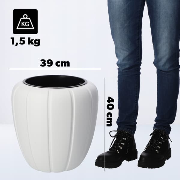 KADAX Urtepotte 40cm Låg med Indsats Urtepotte Plastik Hvid