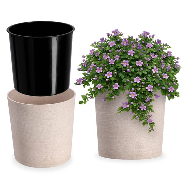 KADAX Urtepotte, Urtepotte, Blomsterfod, 30 cm, til Stuen, Beige + Indsats
