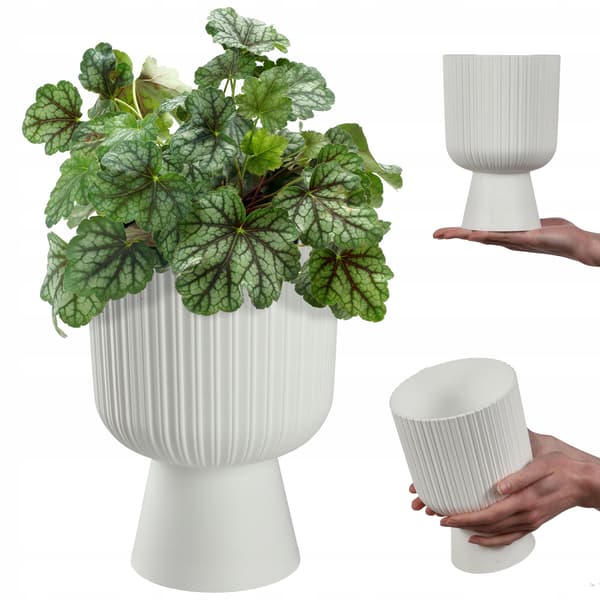 KADAX Urtepotte Urtepotte Plæne Plastiklåg 14 cm Blomsterfod Hvid