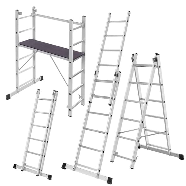 KADAX Mini Aluminium Stillads 2x6 Trin Sammenklappelig Arbejdsplatform Stige 3i1