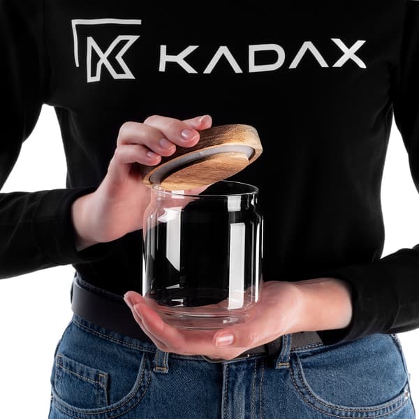 KADAX Glasbehållare för kryddor och örter med lock, burk 450ml