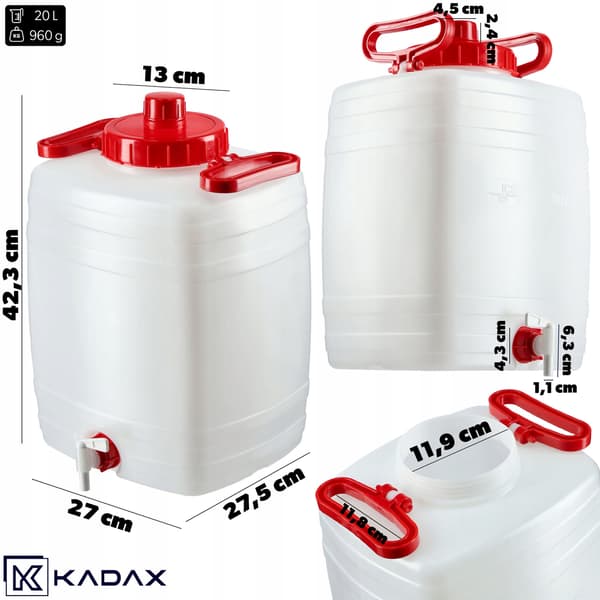 KADAX-dunk med hanetank til drikkevand og drikkevarer 20 liter - certifikat