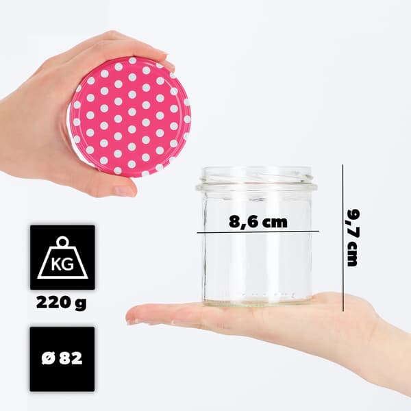 KADAX Avila muurauspurkit 350ml 50kpl 82mm + kansi "Pink peas"
