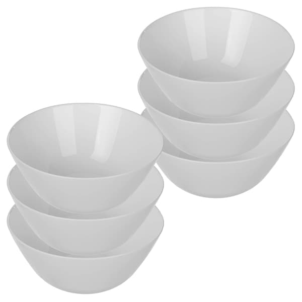 KADAX salatskål 18 cm glasskåle til suppe og snacks sæt hvid 6 stk.