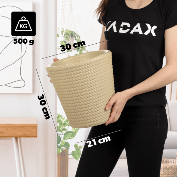 KADAX Urtepotte Plastik Rund 30 cm Beige