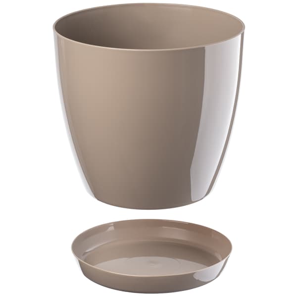 KADAX Urtepotte med Underkop Plastlåg 14cm Beige Urtepotte Kadax
