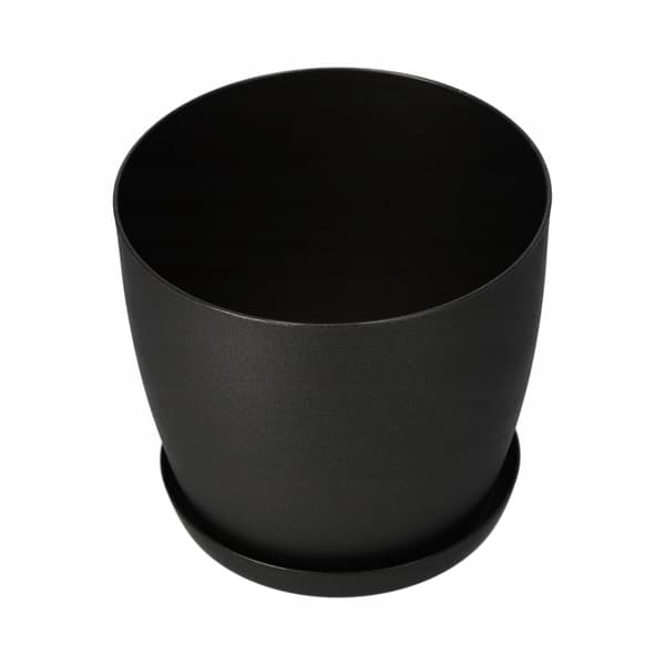 KADAX Urtepotte med Underkop Plastikpotte 20cm Låg Blomster Grafit Mat