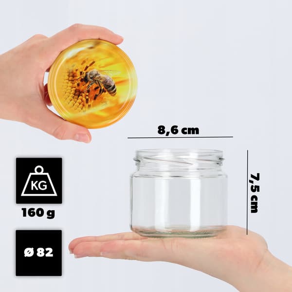 KADAX Sonka purkit 330ml 50kpl 82mm + "Bee" kansi
