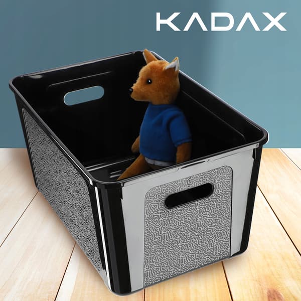 KADAX 17L plastikbeholder med låg, sort, aflåselig kasseorganisator
