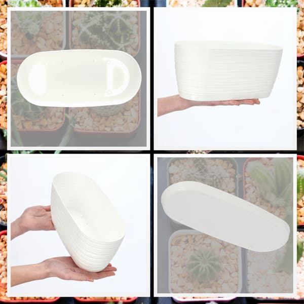 KADAX Urtepotte 27cm Oval Urtepotte Plastik Hvid