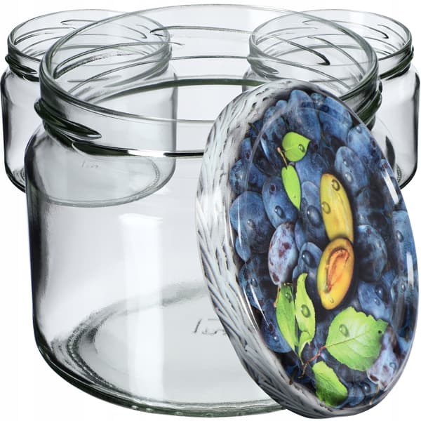 KADAX Sonka muurauspurkit 330ml 10kpl 82mm + "Plum" kannet