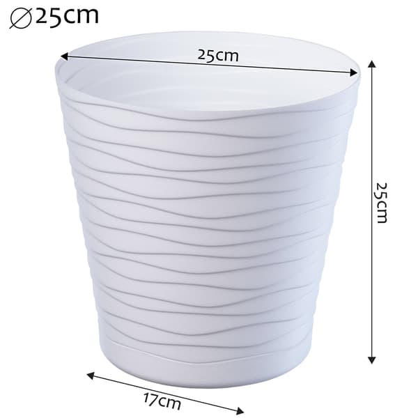 KADAX Urtepotte med Blomsterfod, Rund Låg, 18 cm, Plast, Hvid