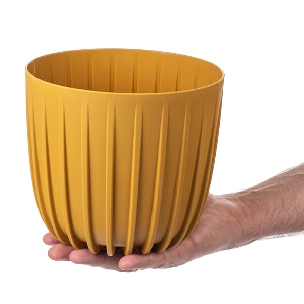 KADAX Urtepotte Urtepottedæksel 17,5 cm Rund Plastik Blomsterfod Gul