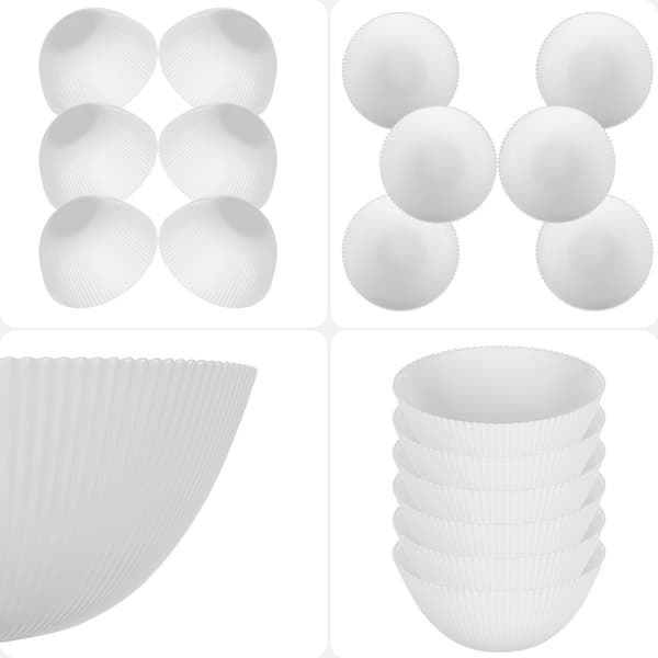 KADAX Salladsskål 15 cm Glas För Soppsnacks Vit Räfflad Set med 6