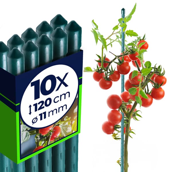 KADAX Växtstöd 120cm Tomatpåle Belagd 11mm 10st