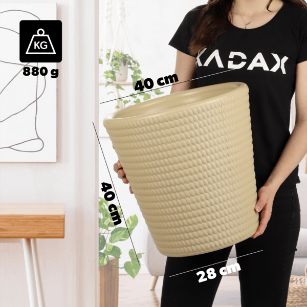 KADAX Urtepotte Plastik Rund 40 cm Beige