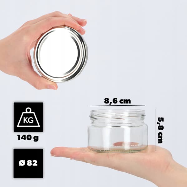 KADAX Denia säilykepurkit 250ml 50kpl 82mm + hopea kansi