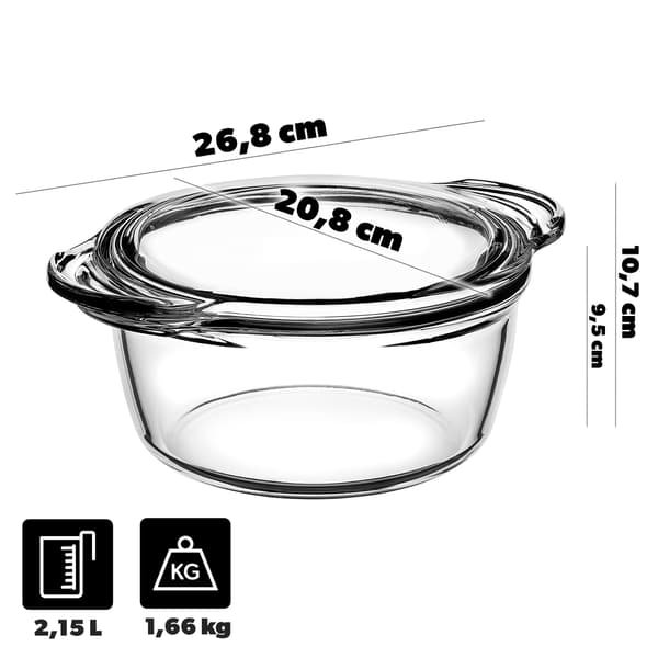 KADAX Liten ugnssäker form med lock 2,15 l rund glas
