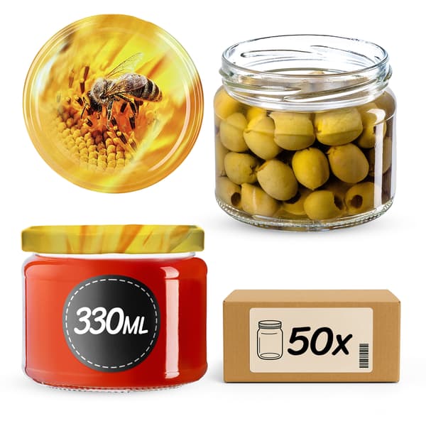 KADAX Sonka purkit 330ml 50kpl 82mm + "Bee" kansi