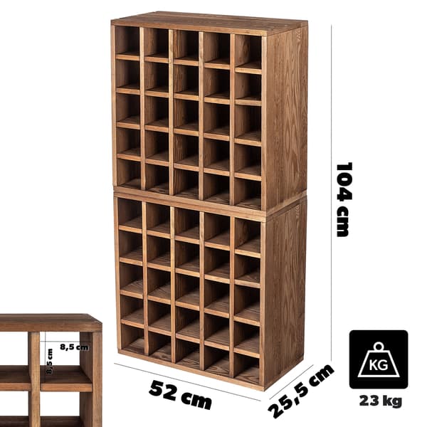 KADAX Vinställ i trä, 50 flaskor, alkoholskåp, 104 cm, set om 2
