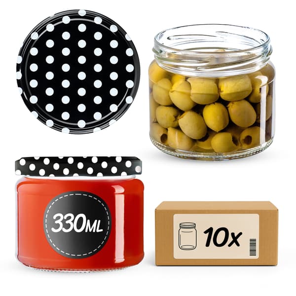 KADAX Sonka purkit 330ml 10kpl 82mm + kansi "Mustat herneet"
