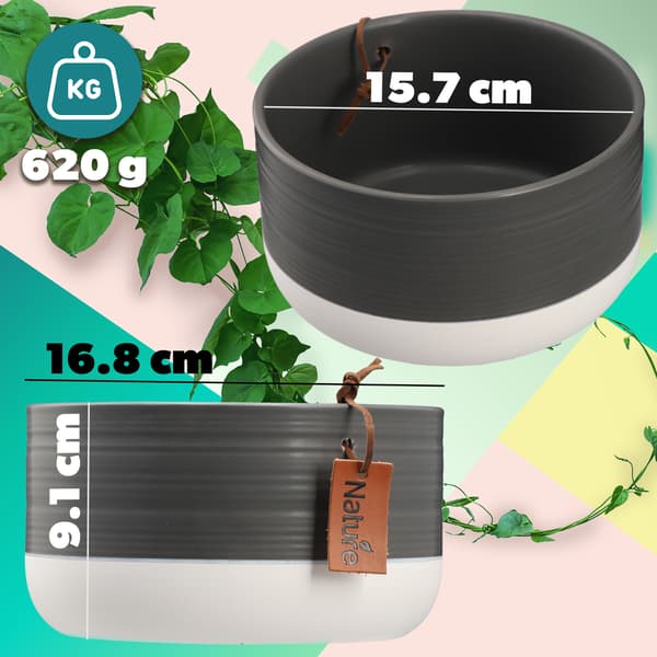 KADAX Keramik Urtepotte, Urtepotte, Rund, 17 cm, Grå