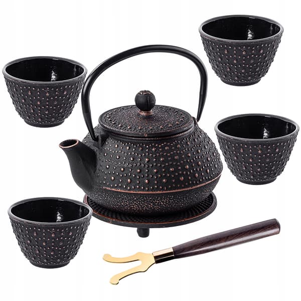 KADAX Sort støbejerns tekande, tekande, urtete-infuser, 800ml, 4 kopper