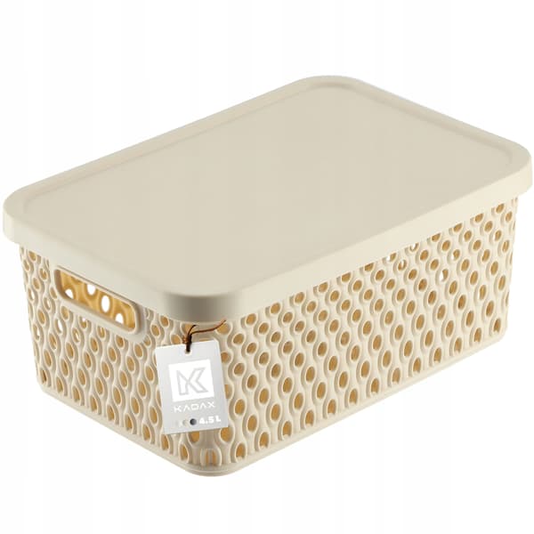 KADAX Korg med lock Förvaringslåda 4,5 l beige