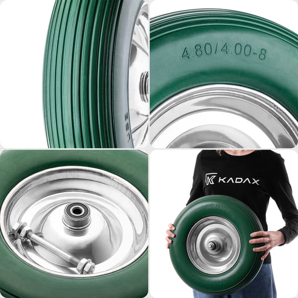 KADAX Kółka do taczek 4.00-8 PU 551030 zielone K16351 + ŚRUBY