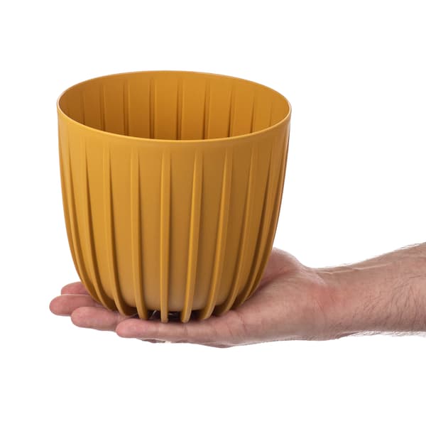 KADAX Urtepotte Urtepottedæksel 16 cm Rund Plastik Blomsterfod Gul