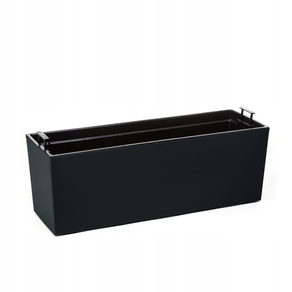 KADAX Urtepotte Balkonkasse med Indsats Blomsterfod Sort Gloss 19x56cm